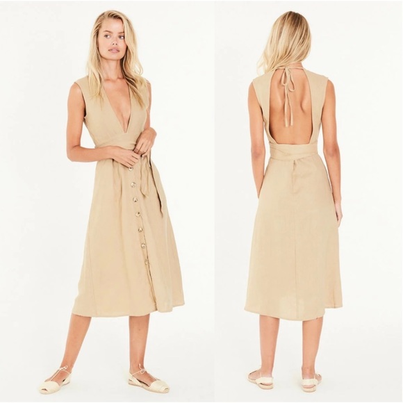 Faithfull the Brand Dresses & Skirts - Faithfull The Brand Le Rouch Midi Plain Oat Linen Dress.
Size XS